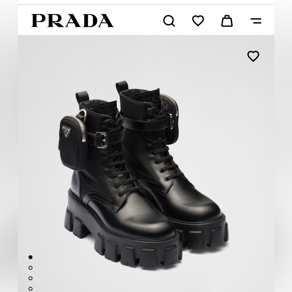 PRADA Monolith Leather and Re-Nylon Combat Boot (NO POUCH)